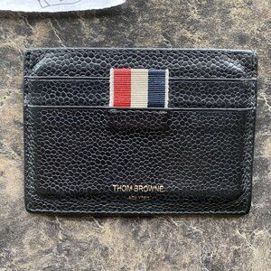 Thom Browne Intarsia Stripe Pebbled Leather Card Holder